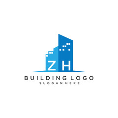 ZH initial monogram logo real estate for building