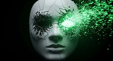 Shattered Mask Digital Transformation and the Unveiling of Identity. AI Generated