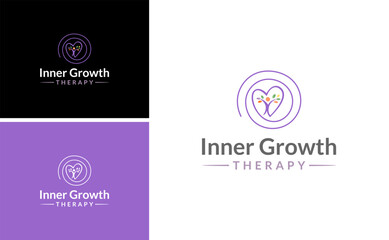 inner growth theraphy logo, psychology consulting logo concept.spirit activity design for mental care vector
