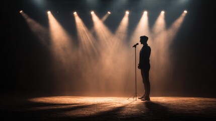 Silhouette of a performer on stage