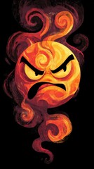 Naklejka premium Vibrant illustration of an expressive angry emoji featuring a swirling steam effect to convey anger or displeasure in social media posts and editorial content.