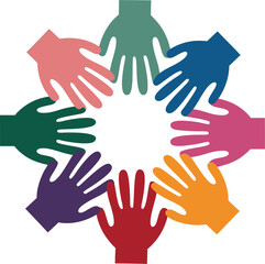 Fototapeta premium Circle of Diverse Hands Illustration Symbolizing Unity, Cooperation, and Collaboration on a White Background