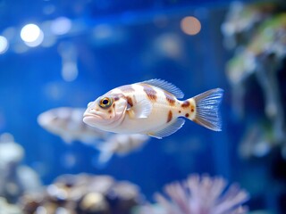 Playful spotted fish swimming gracefully in a vibrant aquarium