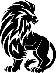 Winged Lion Vector Illustrations in Black Silhouette Tribal Style