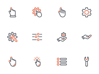 Outline UI Icons Interactive Cursors, Adjustment Tools &amp; System Controls