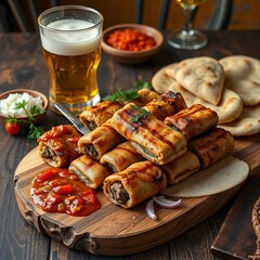 Gegrillte Ćevapčići mit Ajvar und Zwiebeln