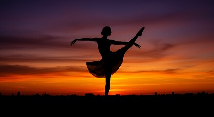 Sunset Pirouette: A Ballerina's Silhouette Against the Evening Sky