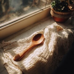 Wooden spoon on a windowsill (2)