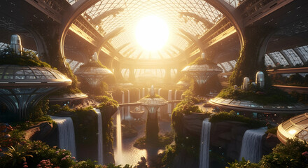 Obraz premium Futuristic botanical cityscape