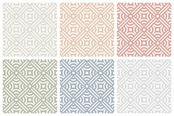Abstract geometric seamless pattern set in pastel colors collection for design
