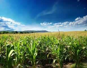 Fototapeta premium corn field and blue sky