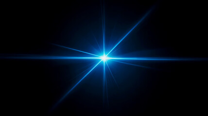 A bright blue starburst effect against a pure black background
