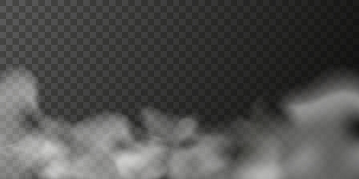 Realistic fog and smoke background. Misty cloud effect, white steam, vapor, haze overlay for banner, poster, web design 