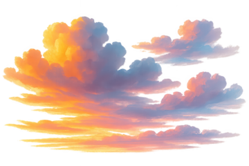 colorful sunset clouds isolated on white