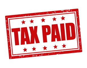 Red Tax Paid Stamp with Bold Letters and Distinctive Circular Design Isolated on White Background
