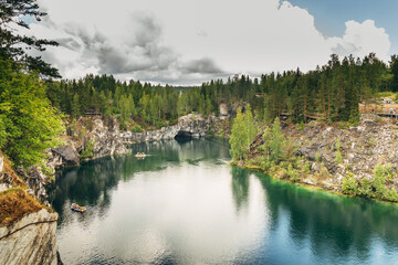 Landscape of the mountain park Ruskeala in the Republic of Karelia