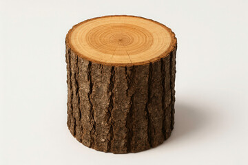 cut tree trunk isolated on white