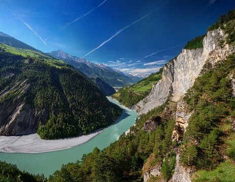 view of ruinaulta also known as the rhine gorge or sometimes called the swiss grand canyon in grisons graubunden canton switzerland