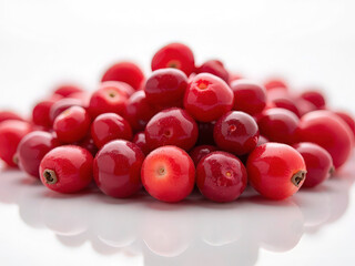  fresh red cranberries isolated on white 