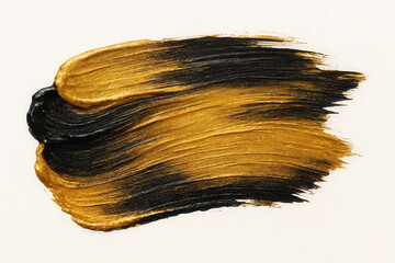 gold and black paint smear isolated on white