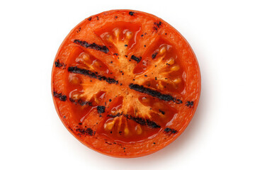 grilled roasted sliced tomato isolated on white
