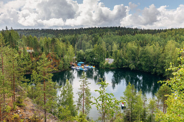 Landscape of the mountain park Ruskeala in the Republic of Karelia