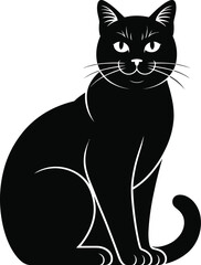 Black cat sitting elegantly feline domestic animal