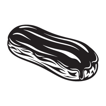 Cream-filled charm in pastry form &ndash; &Eacute;clair silhouette paired with refined &Eacute;clair vector &ndash; &Eacute;clair illustration

