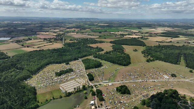 Aerial View of Rolling Farmland with Large Outdoor Event Area