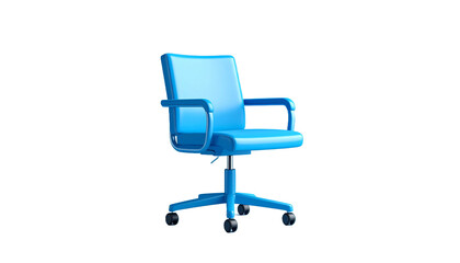 Bright Blue Office Chair Minimalist Design Isolated Transparent Background