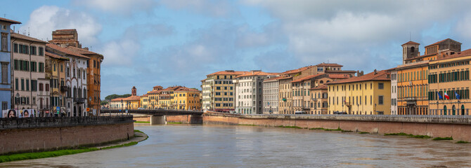 Naklejka premium View from Ponte di Mezzo in Pisa, Italy