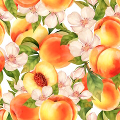 Vibrant Peach and Blossom Seamless Pattern