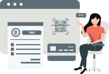 The girl introduced scan bar of bank