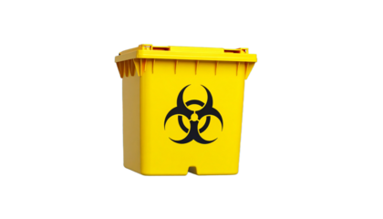 Yellow Biohazard Waste Container With Black Symbol Isolated Transparent Background