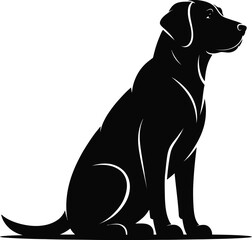 Black dog sitting profile silhouette