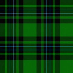 Green, Black, Balmoral Blue Tartan Weave Pattern - Tile