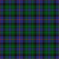 Blue, Red, Black, Green, Medium Yellow Tartan Weave Pattern - Tile