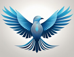 Fototapeta premium bird logo freedom inspired bird logo with wings spread abstract geometric style blue gradient elegant and simple isolated on white background