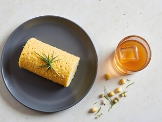 Chipá Guazú with Corn Grains, Onions, Cheese and Mosto Sugarcane Juice, Paraguayan Food and Drink