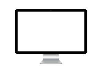 Modern computer screen isolated on transparent background. Silver color. Front view. 3d rendering