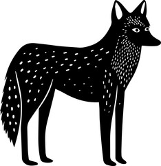Hand-Drawn Black and White Wolf Vector Illustration