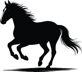 Galloping horse silhouette with flowing mane and tail