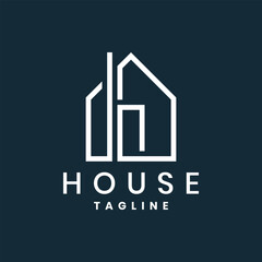Minimalist house logo with abstract line design