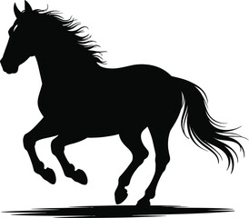 Galloping Horse Silhouette black white