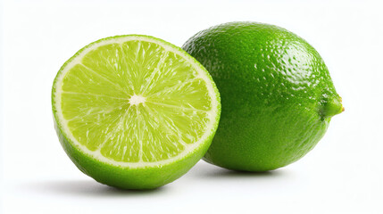 A vibrant image of a whole and halved lime, showcasing freshness and detail.