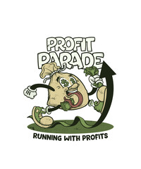 Illustration of a retro style money sack cartoon character, suitable for t shirts, stickers, etc.