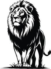 Obraz premium Majestic lion standing proud with flowing mane animal