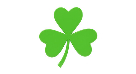 3D shamrock with three heartshaped leaves and a curved stem against a black background