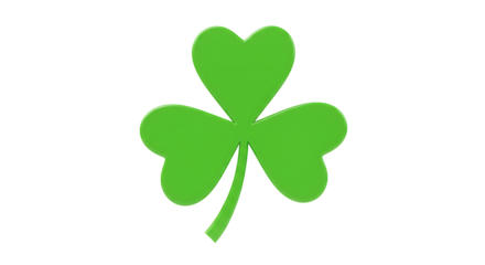 3D shamrock with three heartshaped leaves and a curved stem against a black background