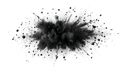 A dynamic explosion of textured powder in monochromatic tones symbolizing power and intensity